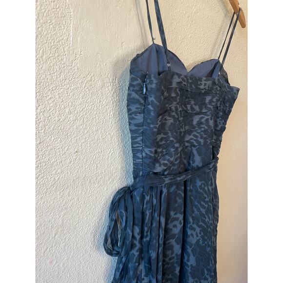 Rebecca Taylor Y2K Spaghetti Strap Cocktail Dark Gray Cheetah Mini Event Dress 8 - Picture 14 of 15